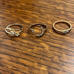 Celestial Gold and Silver Ring Trio size 7